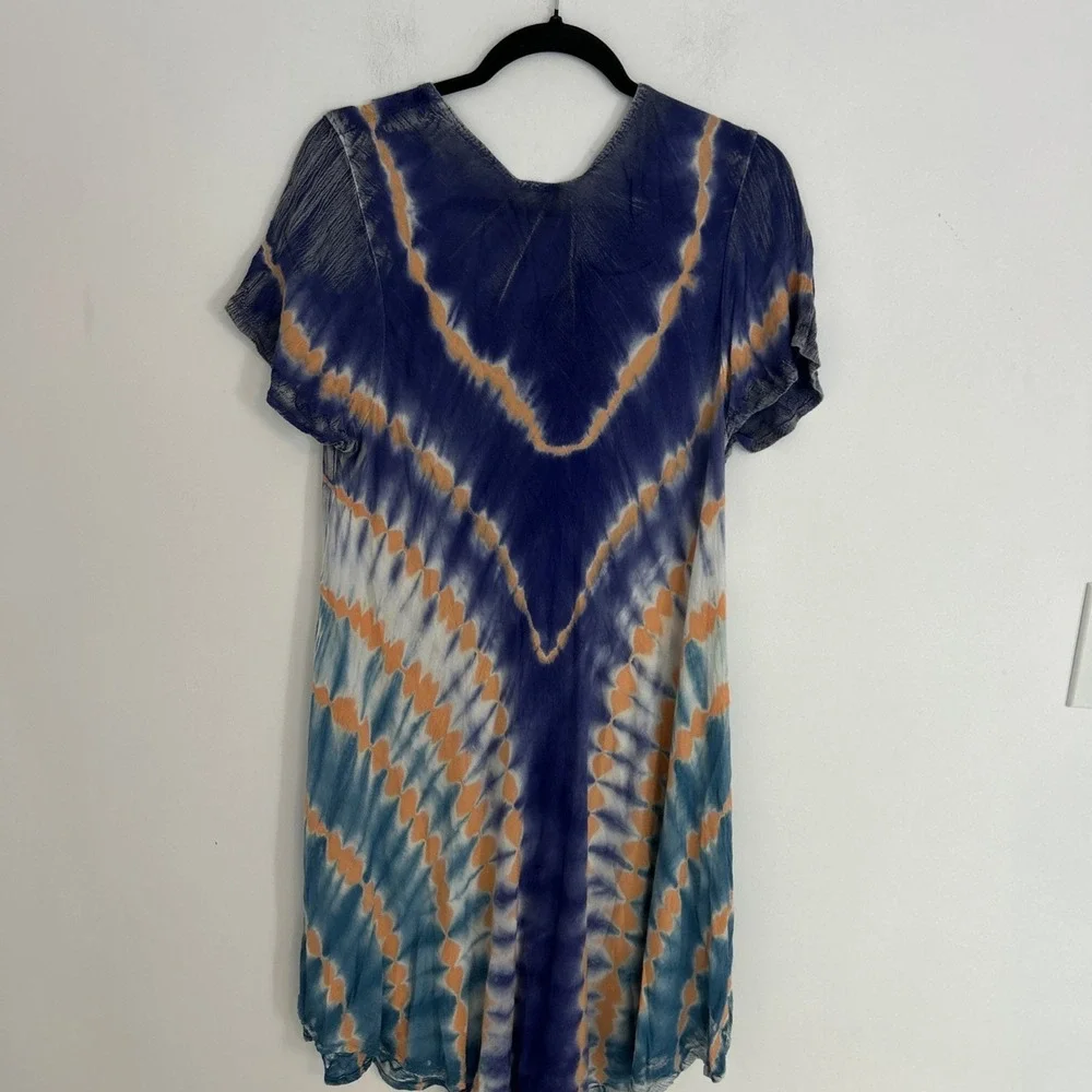 Hippie Hobo Dress India Boutique One Size Tie-Dye Multicolor, Short Sleeve